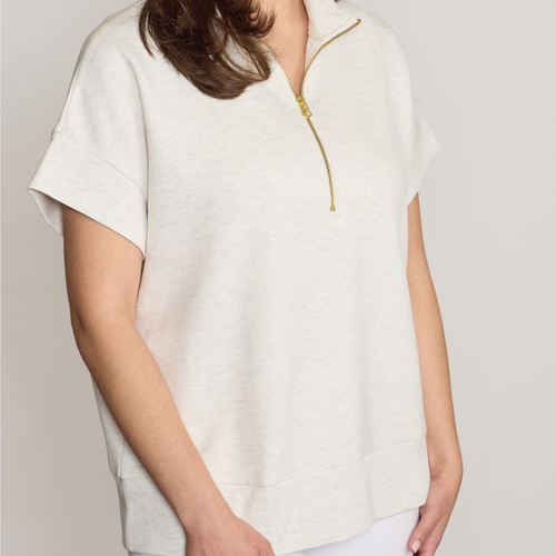 Varley Ritchie Short Sleeve Top - Ivory Marl