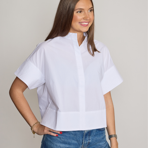 Tuckernuck White Trapunto Stitch Sofia Shirt