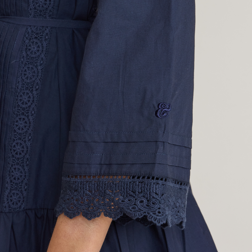 Julia Jordan Lace Trim Tie Waist Long Sleeve Dress