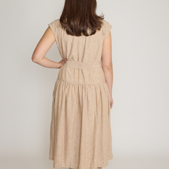 Julia Jordan Cap Sleeve Tie Waist Midi Dress