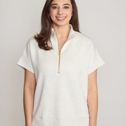 Varley Ritchie Short Sleeve Top - Ivory Marl
