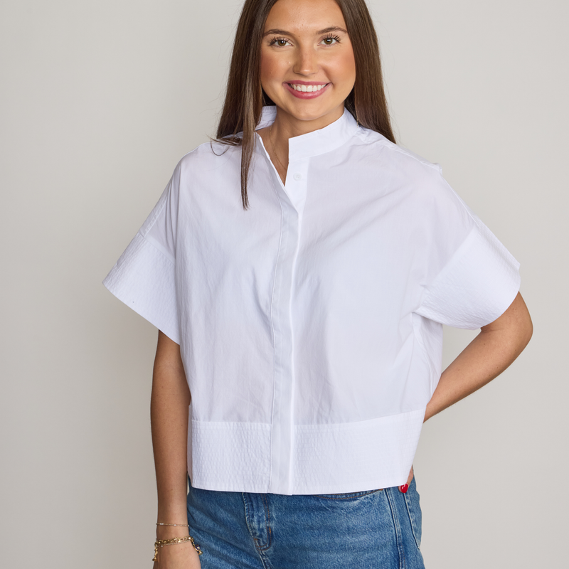 Tuckernuck White Trapunto Stitch Sofia Shirt
